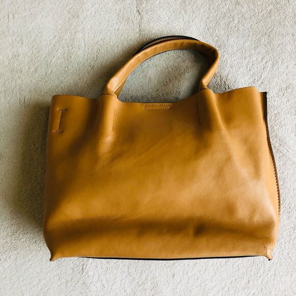 Co-Lab Cognac Vegan Leather Small Tote Bag - Picture 2 of 16